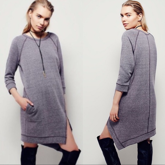 Beach Purple Cozy Sweatshirt Dress 